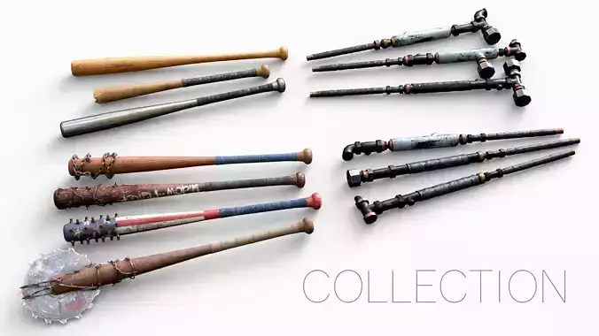 Post Apocalyptic Melee Weapons Pack 3D Model Collection