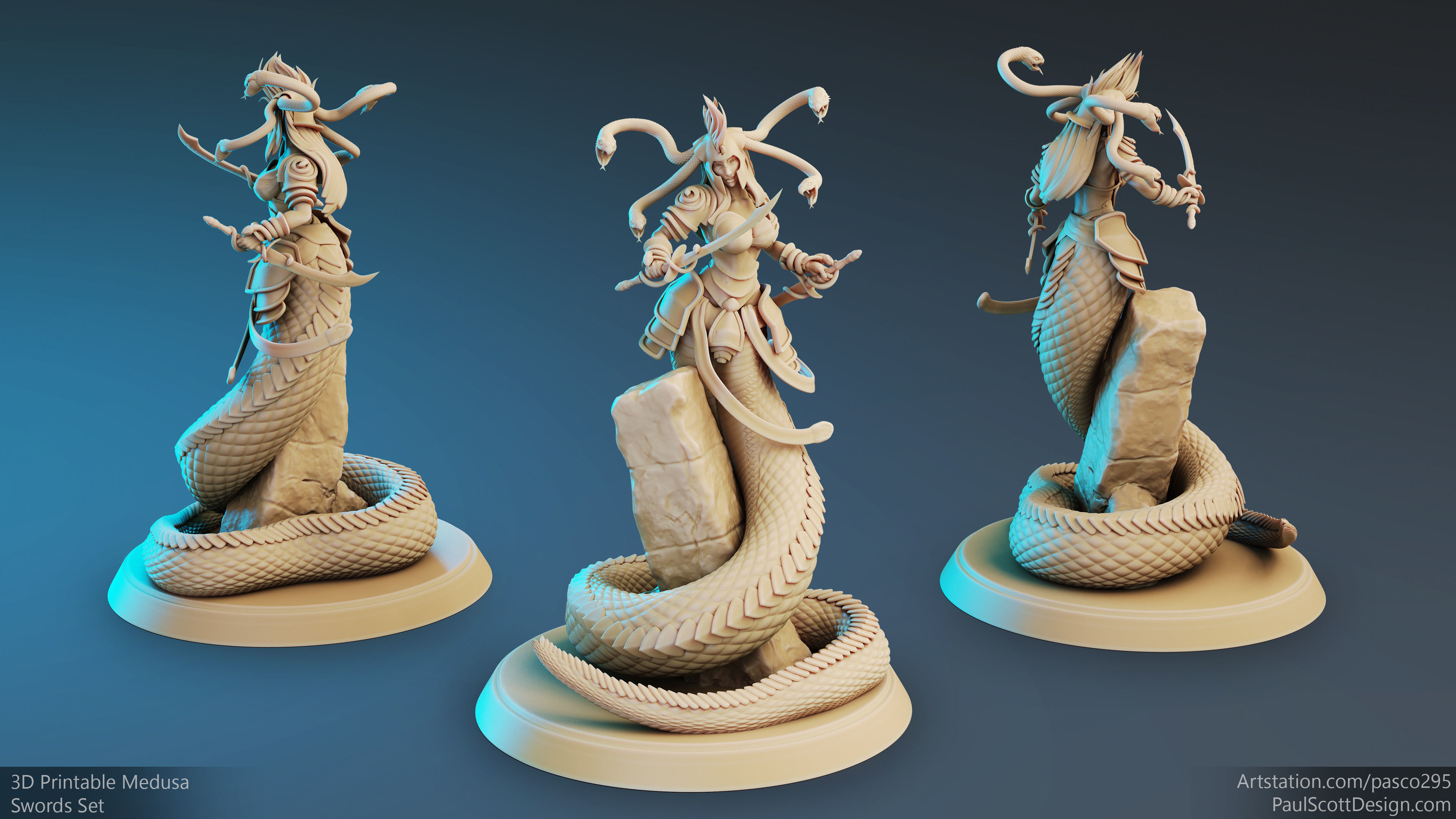 3D Printable Medusa Elite Sword Pose 1 3D print model_2