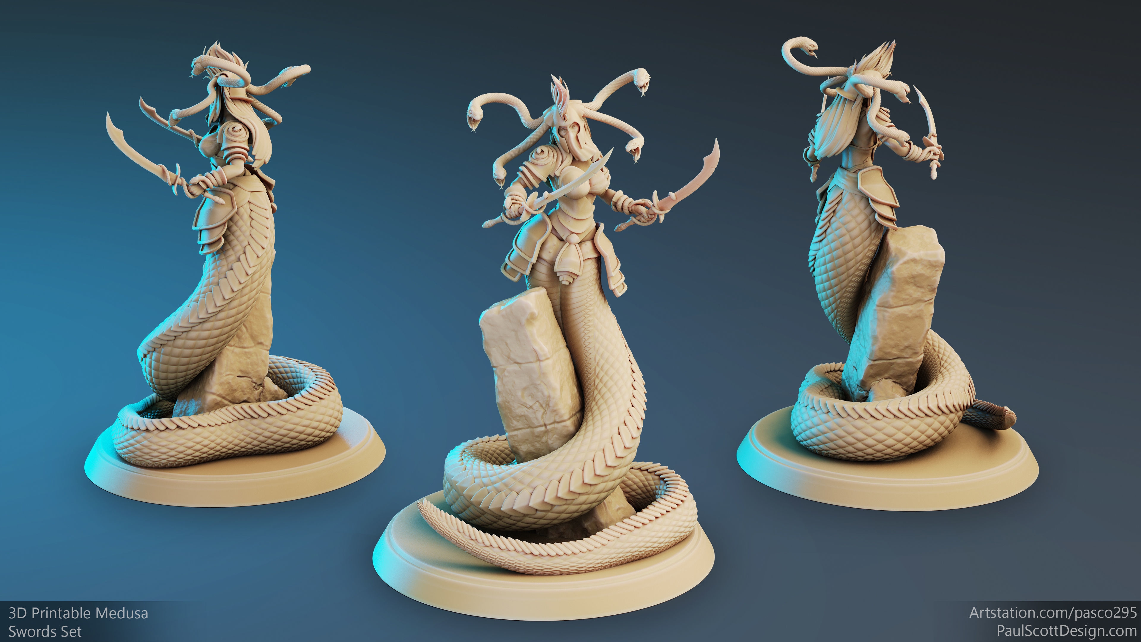 3D Printable Medusa Elite Sword Pose 2 3D print model_2
