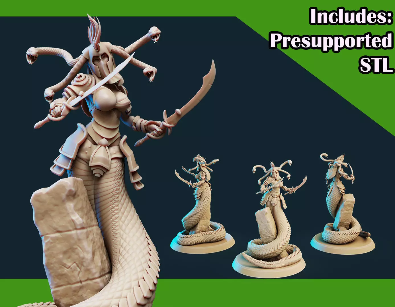 3D Printable Medusa Elite Sword Pose 2 3D print model_0