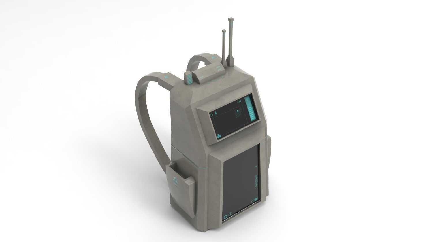 Sci-Fi Backpack - Character Design Fiction Low-poly 3D model_8