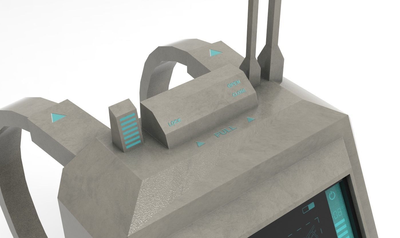 Sci-Fi Backpack - Character Design Fiction Low-poly 3D model_11