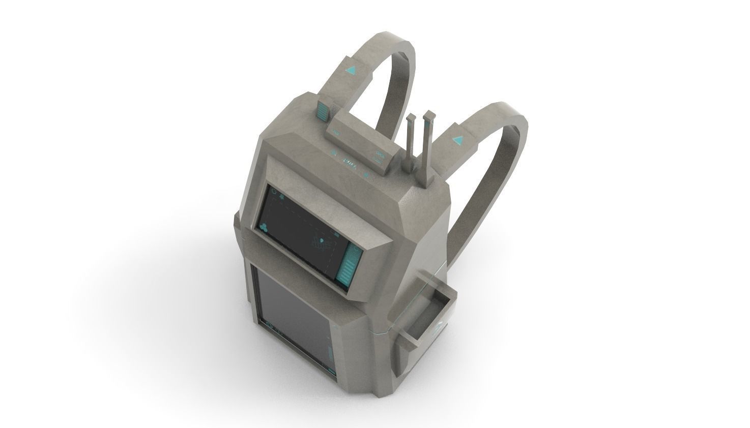 Sci-Fi Backpack - Character Design Fiction Low-poly 3D model_7