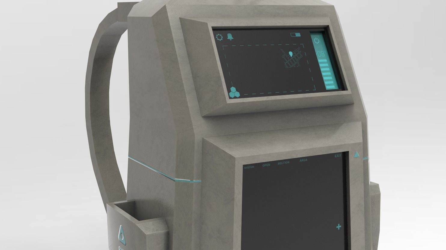 Sci-Fi Backpack - Character Design Fiction Low-poly 3D model_5