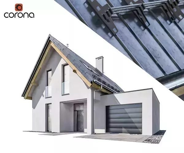 Modern house 14 at night 3D model
