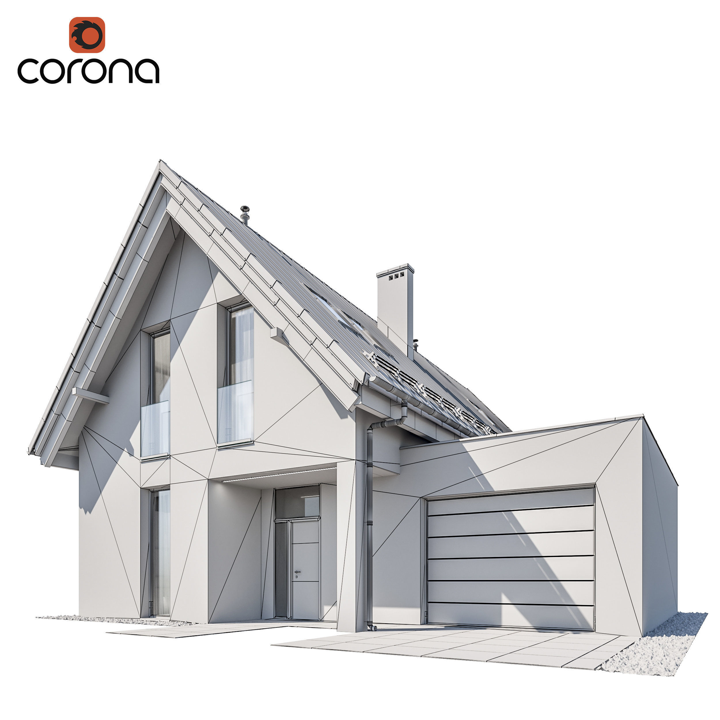 Modern house 14 at night 3D model_4