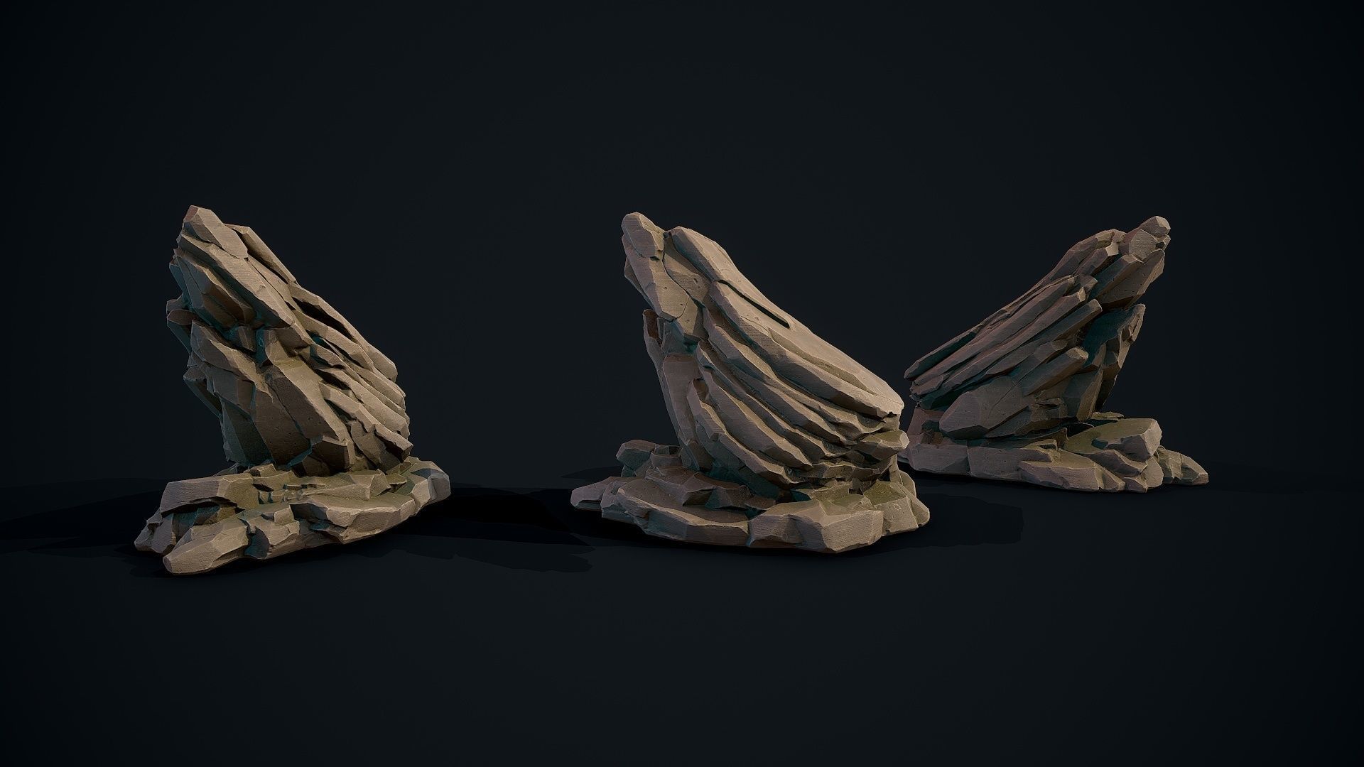 Stylized Gray Stone moss 9 Low-poly 3D model_4