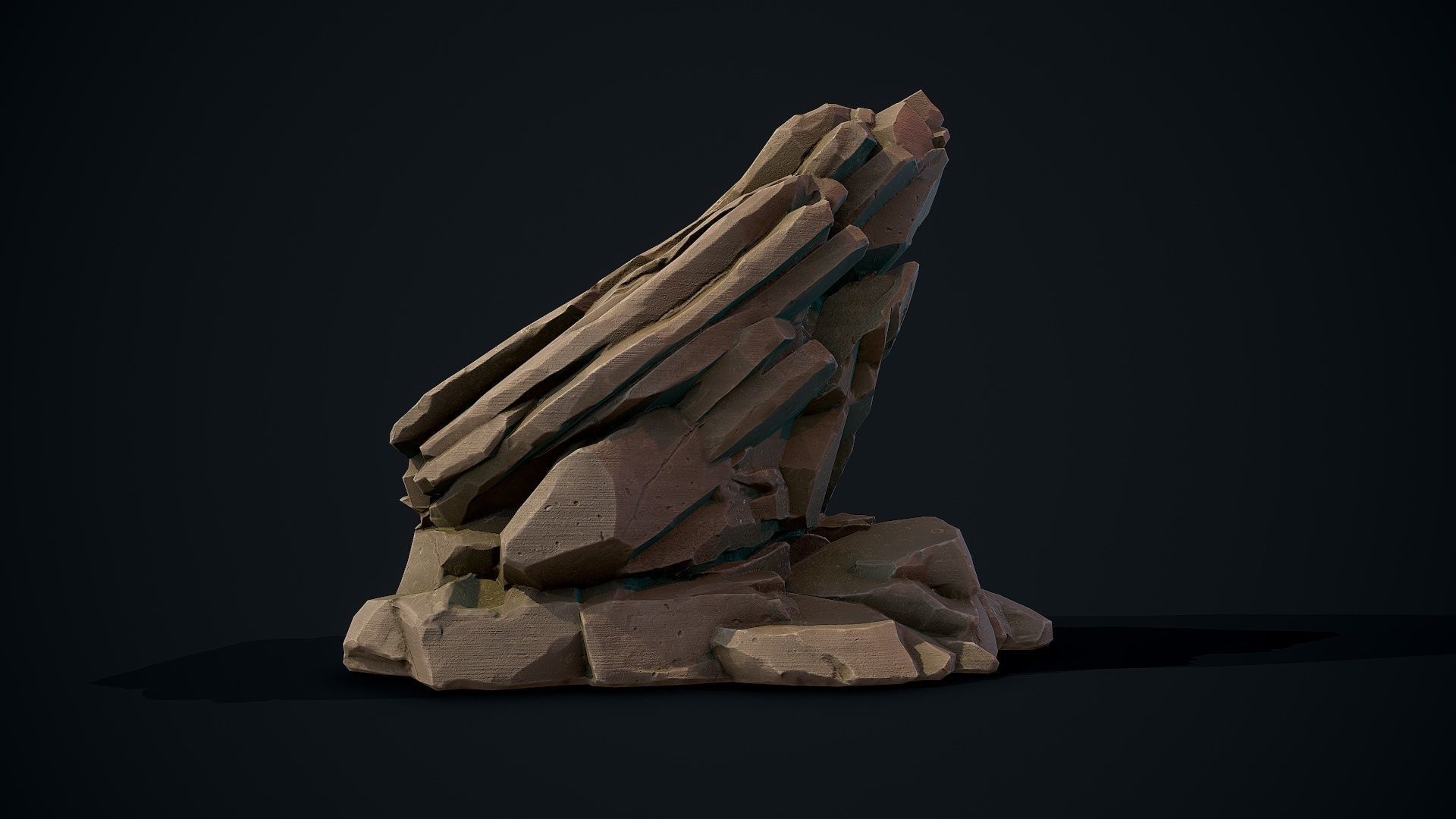 Stylized Gray Stone moss 9 Low-poly 3D model_1