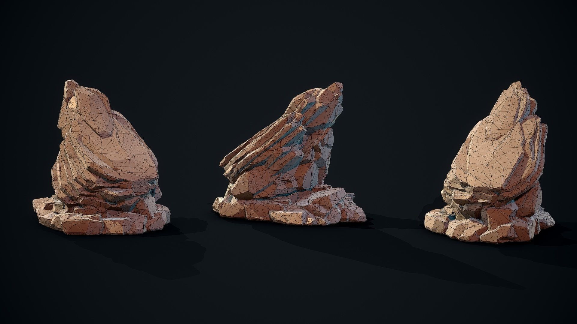 Stylized Gray Stone moss 9 Low-poly 3D model_7