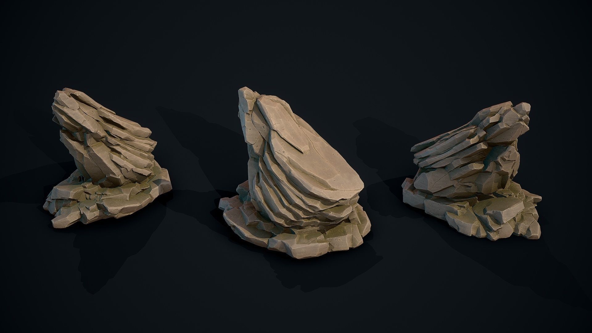 Stylized Gray Stone moss 9 Low-poly 3D model_5