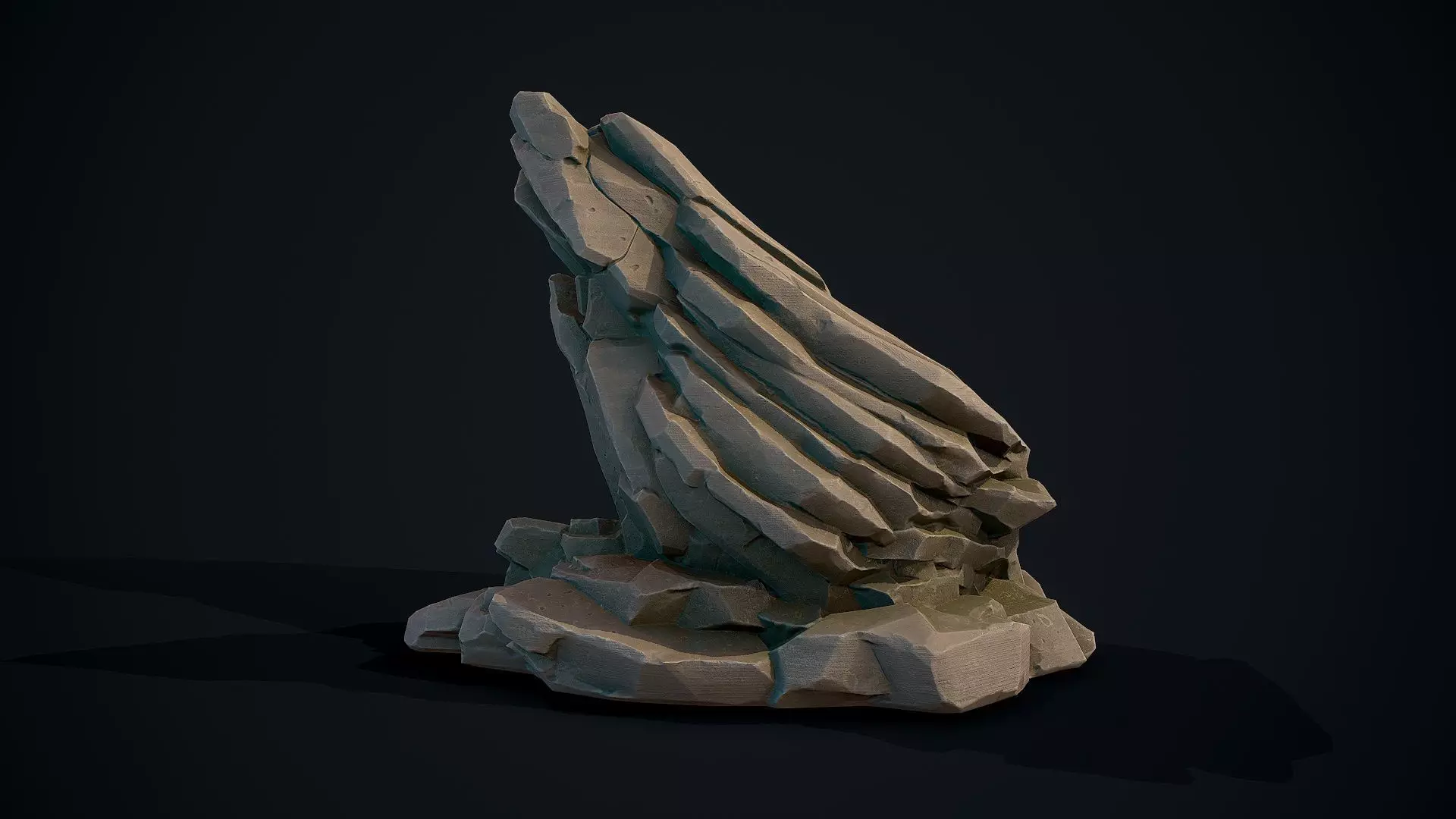 Stylized Gray Stone moss 9 Low-poly 3D model_0