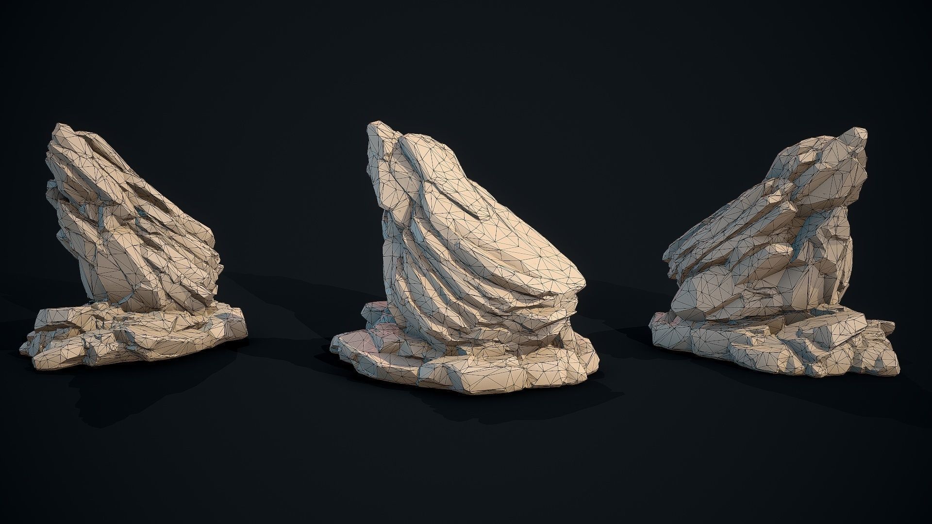 Stylized Gray Stone moss 9 Low-poly 3D model_6