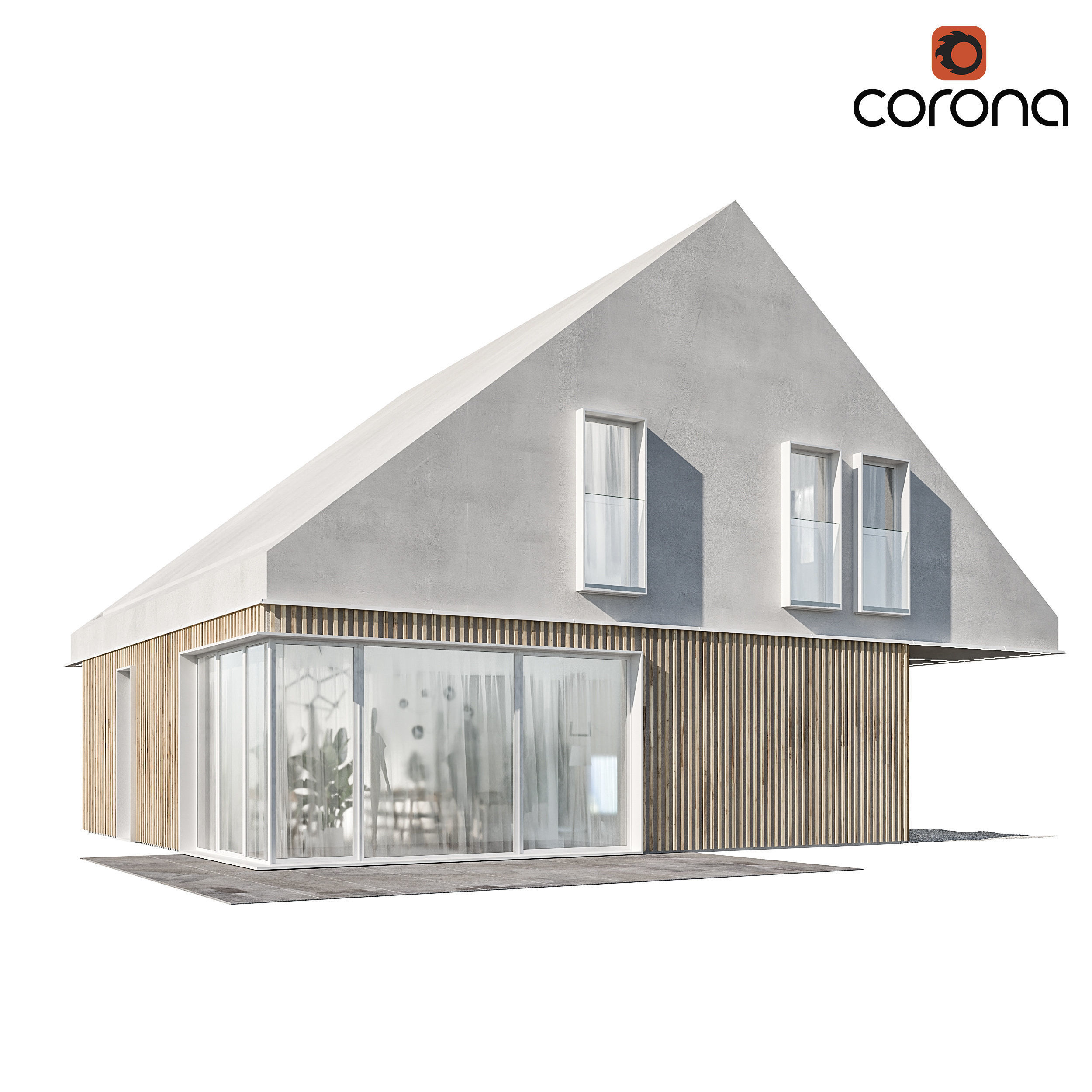 Modern house 15 at night 3D model_2