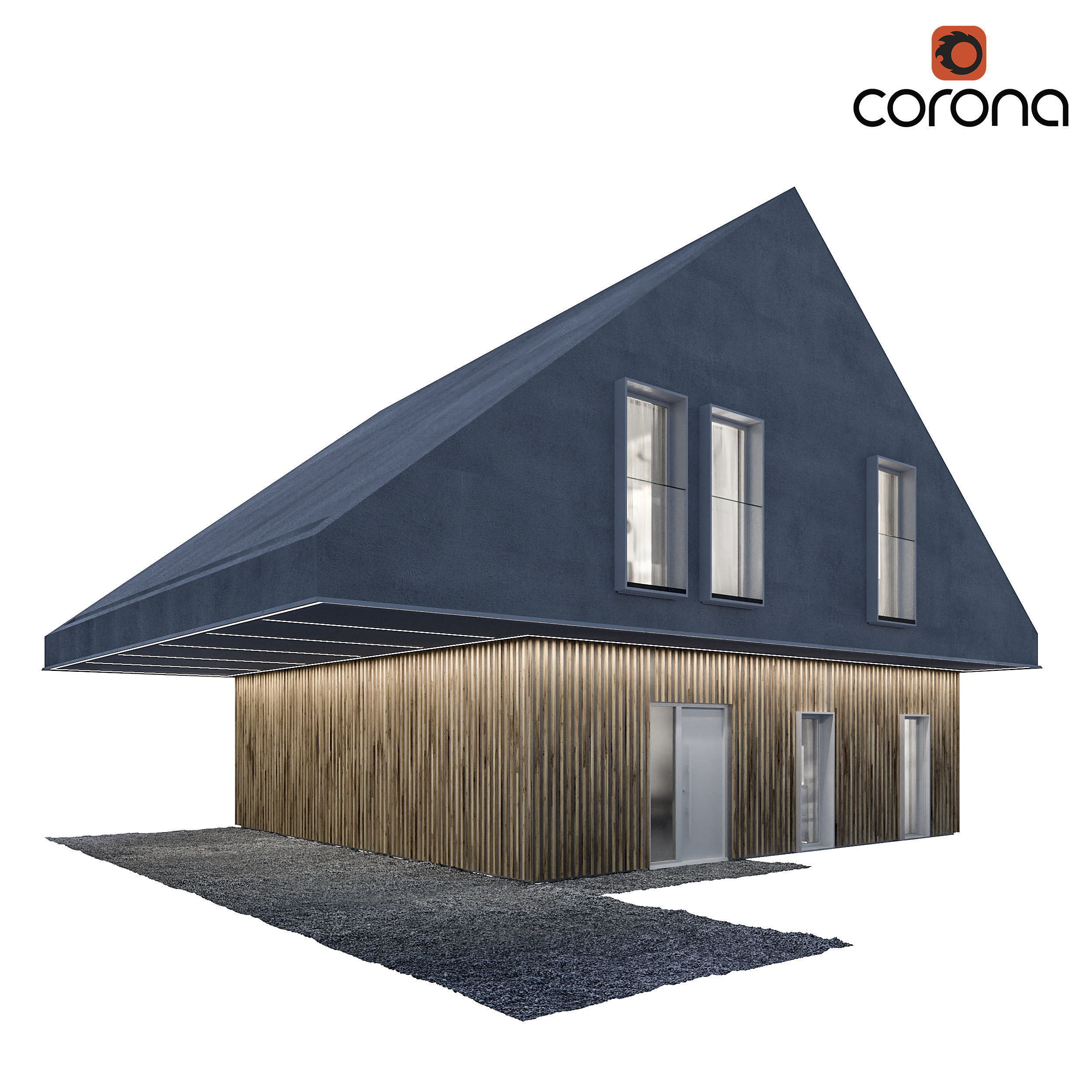 Modern house 15 at night 3D model_1