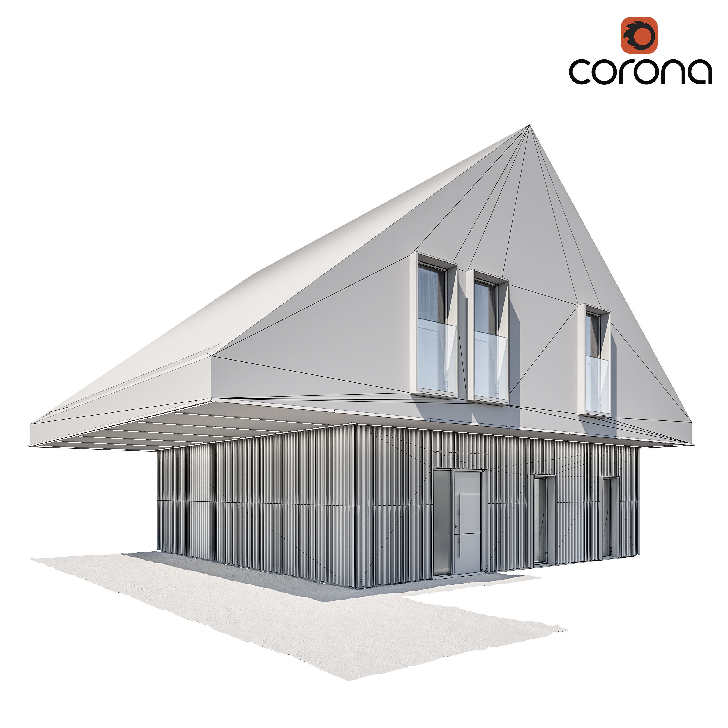 Modern house 15 at night 3D model_4