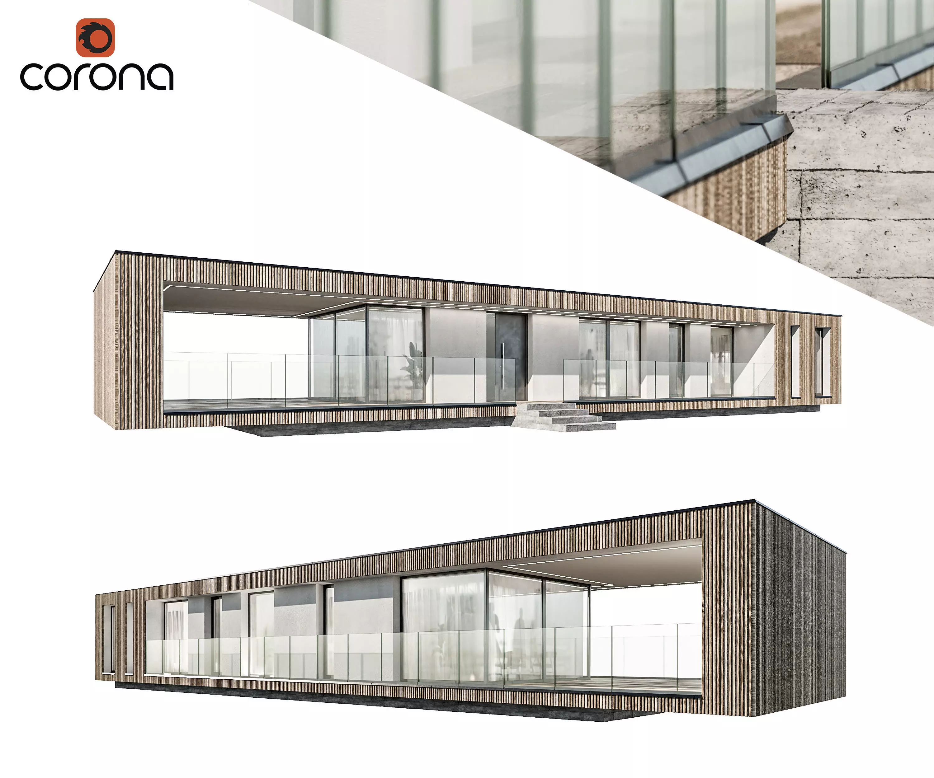 Modern house 16 at night 3D model_0