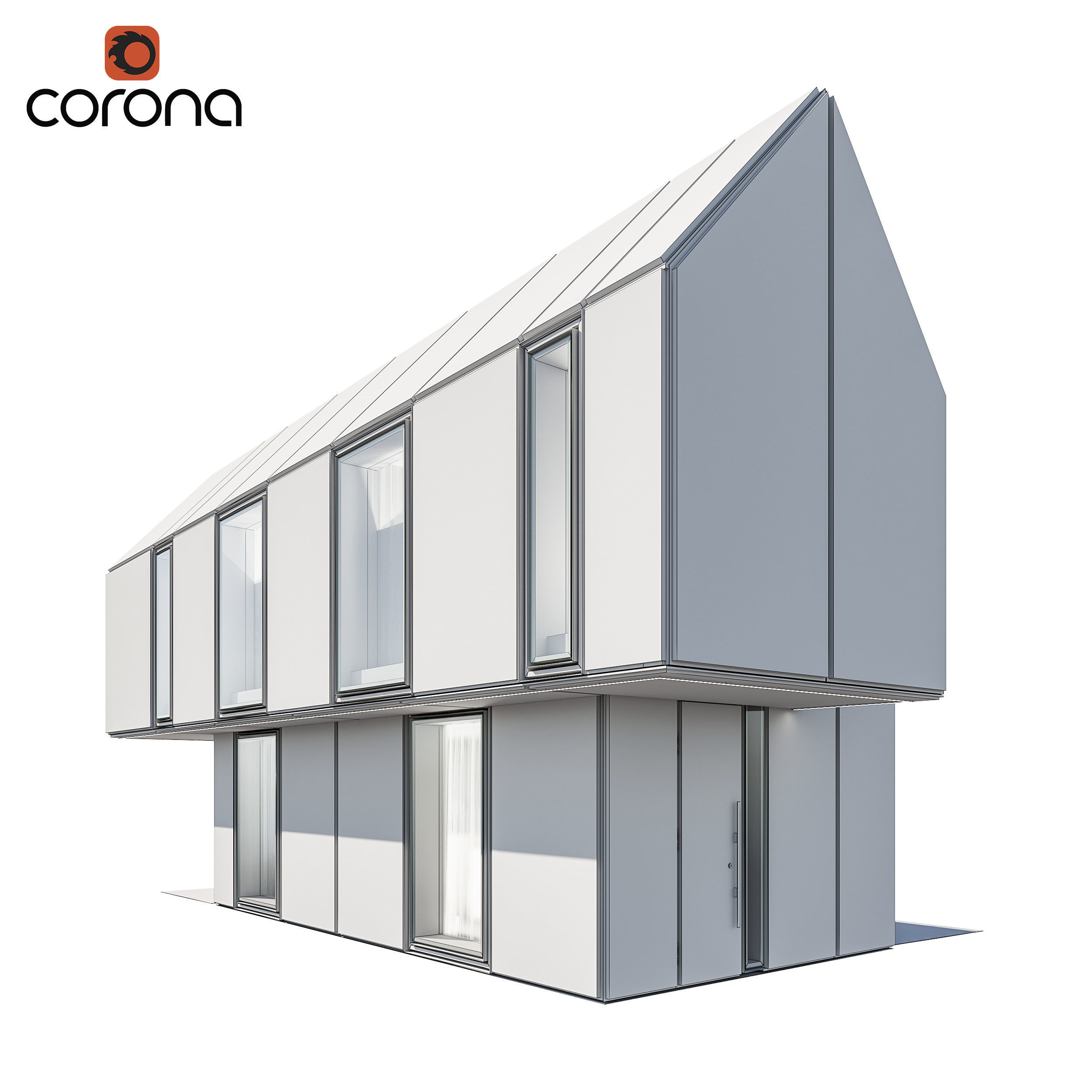 Modern house 17 at night 3D model_4