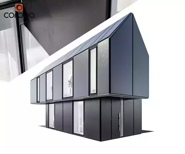 Modern house 17 at night 3D model
