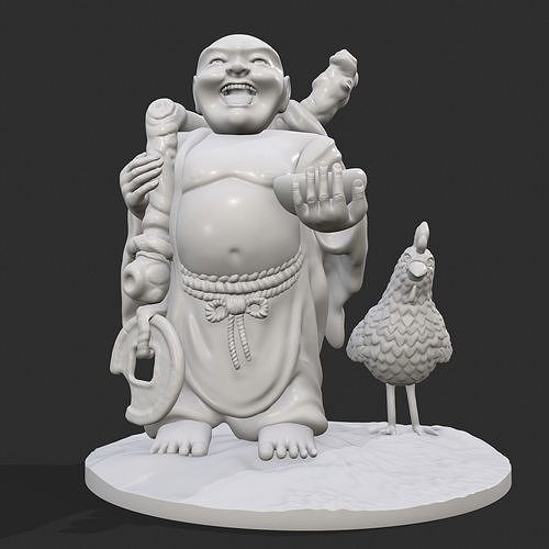 Buddha and Chicken 3D Sculpture Free 3D print model