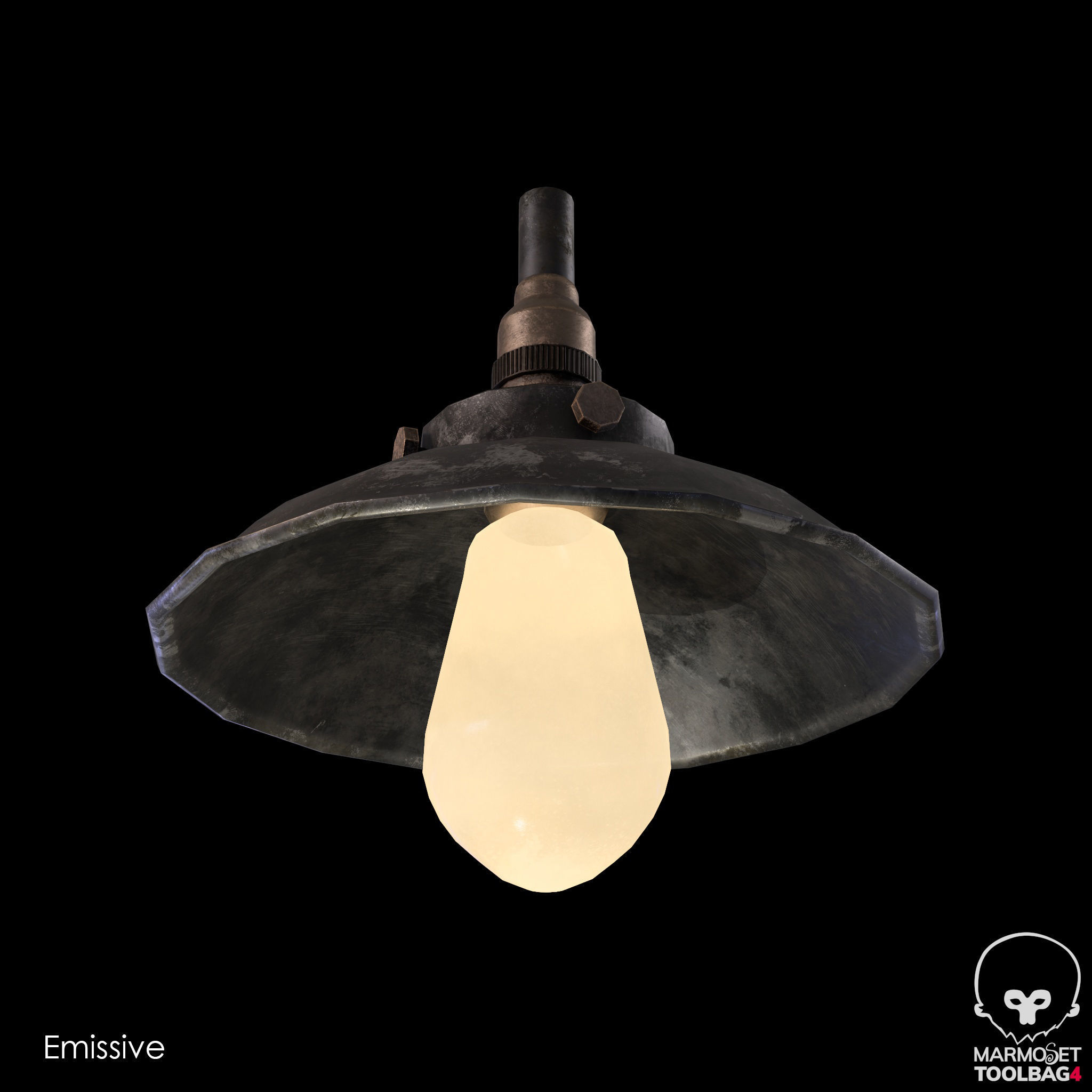 Industrial indoor Lamp Low-poly 3D model_7