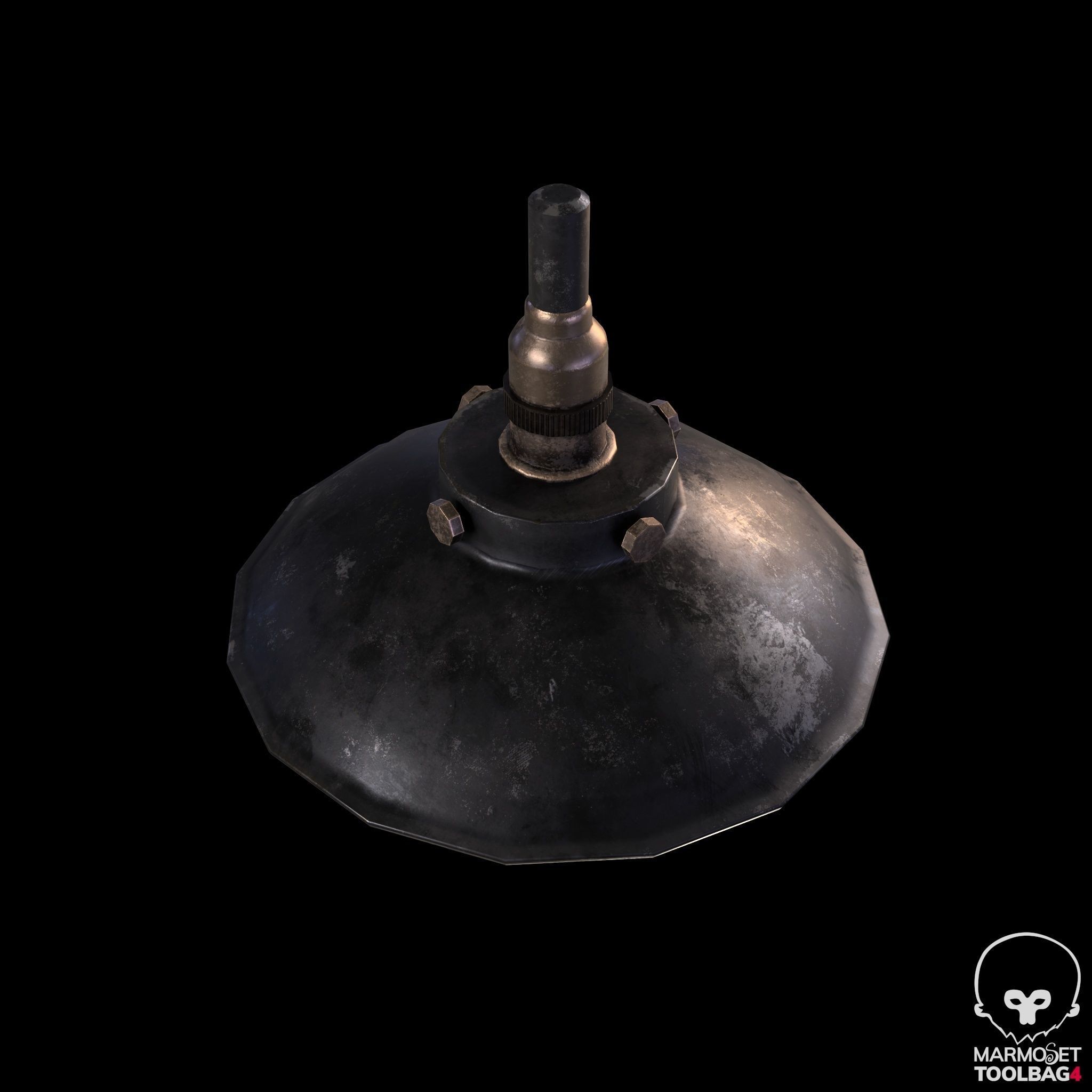 Industrial indoor Lamp Low-poly 3D model_3