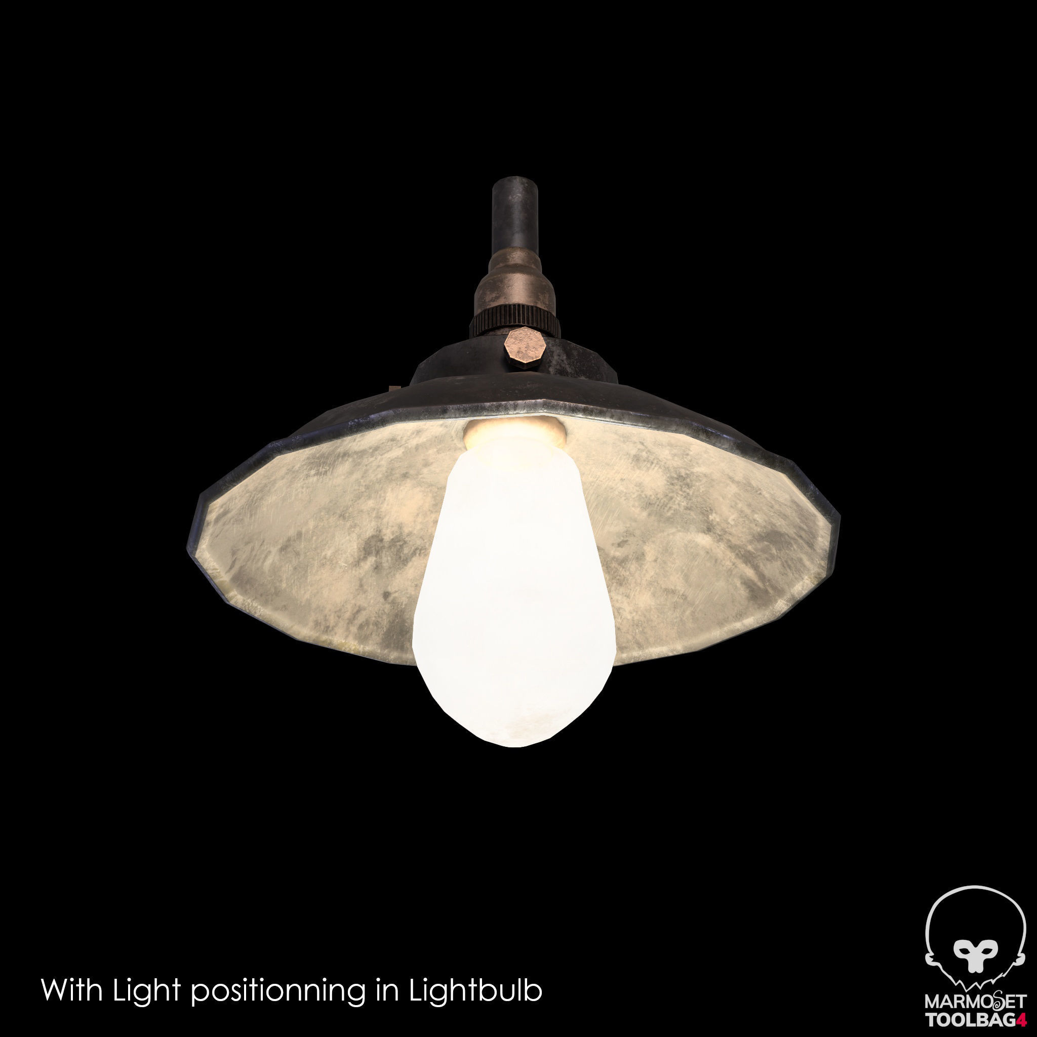 Industrial indoor Lamp Low-poly 3D model_8