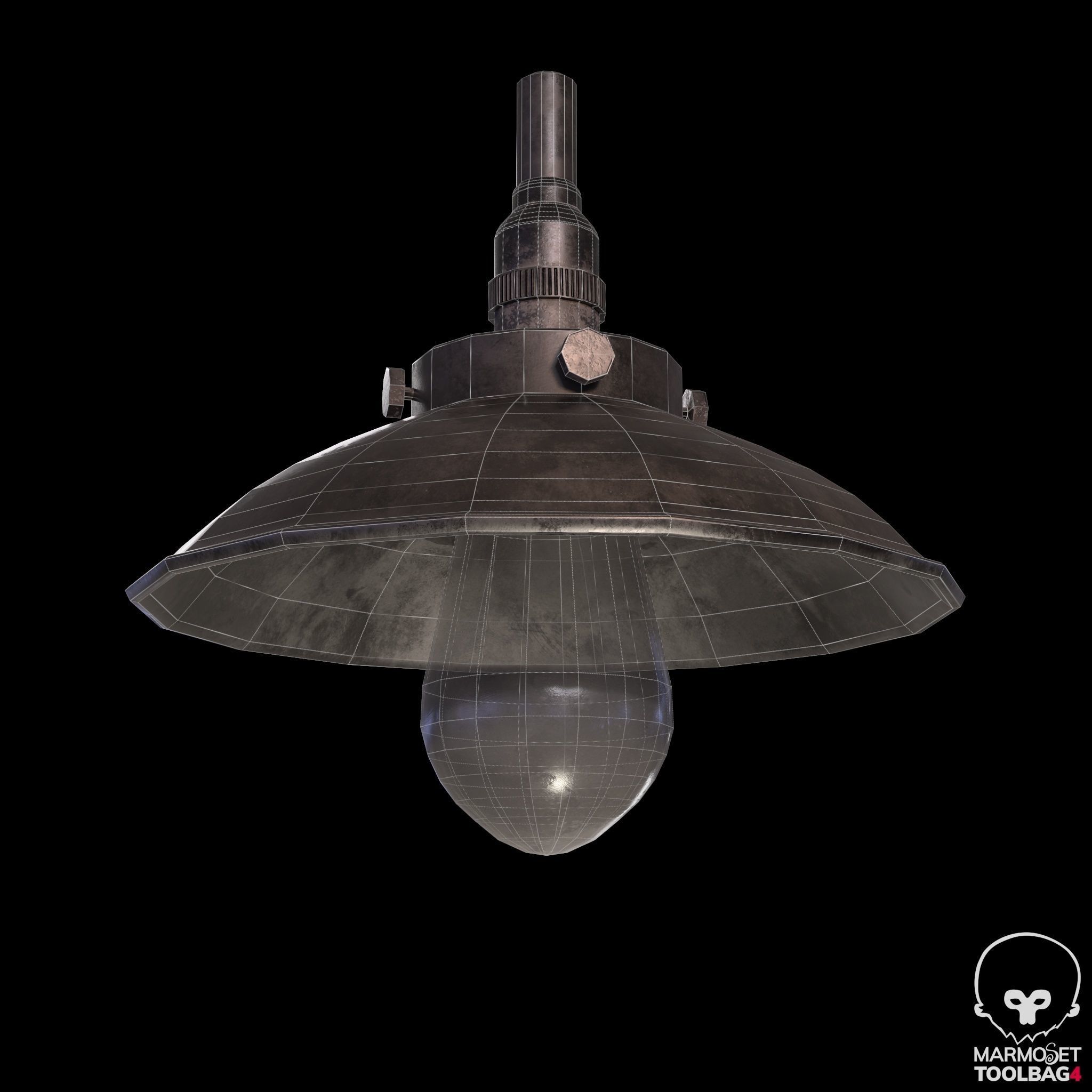 Industrial indoor Lamp Low-poly 3D model_9