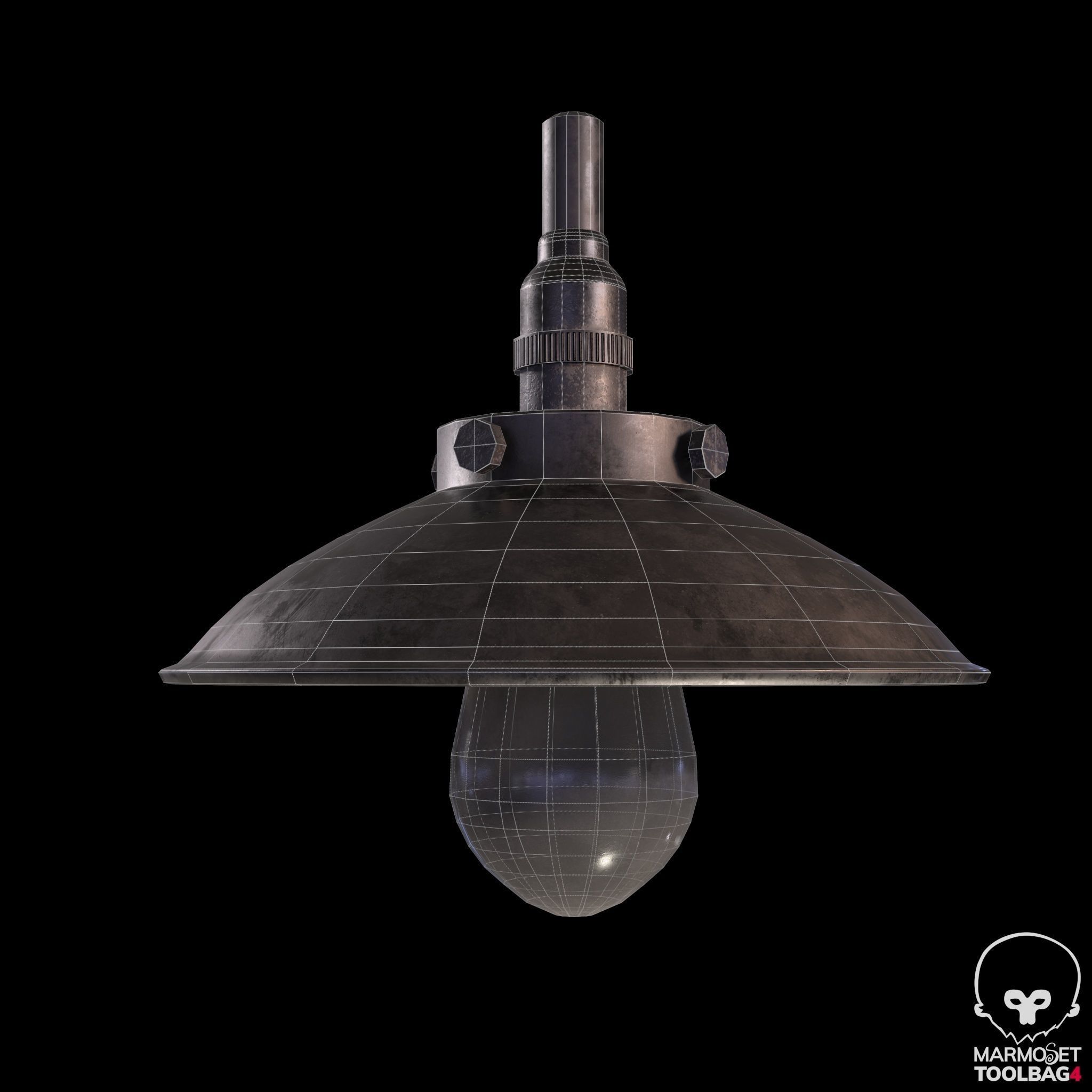 Industrial indoor Lamp Low-poly 3D model_12