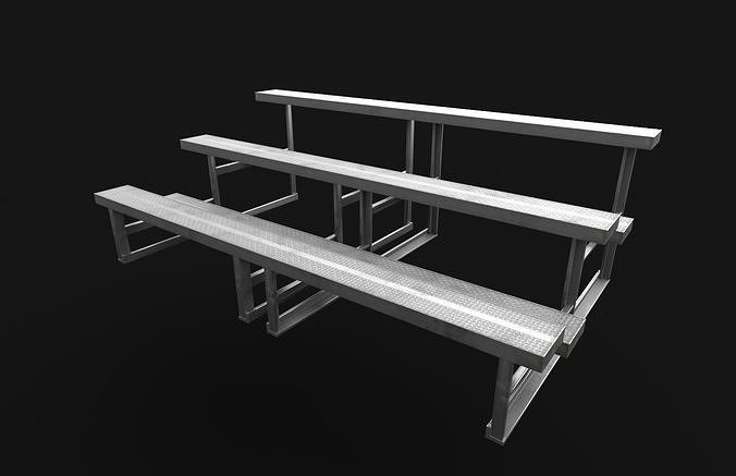 Bleacher Portable PBR Game Ready Low-poly 3D model