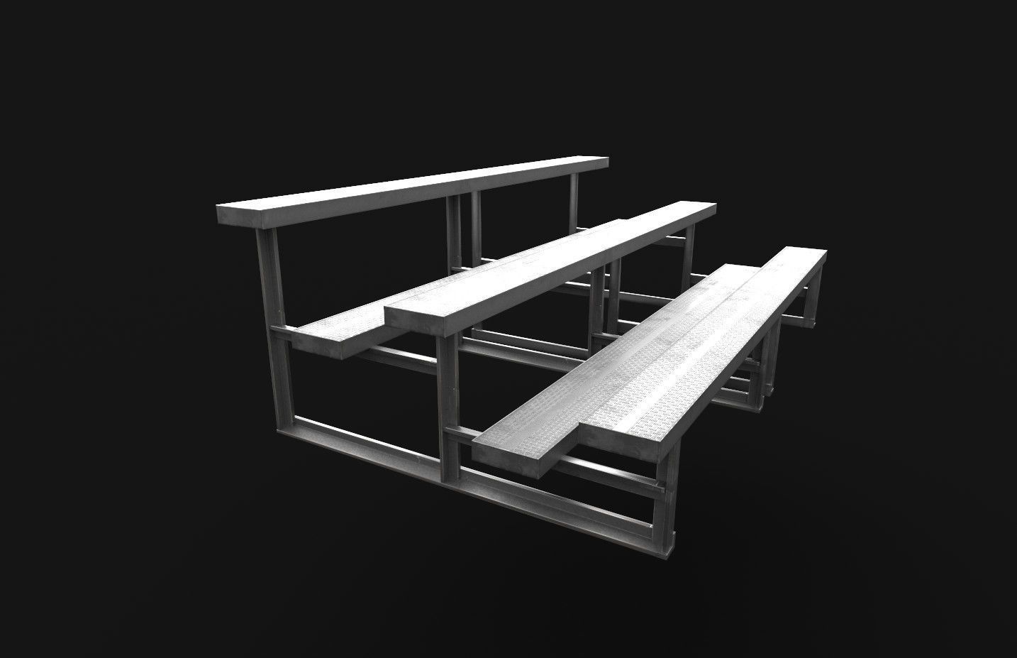 Bleacher Portable PBR Game Ready Low-poly 3D model_1