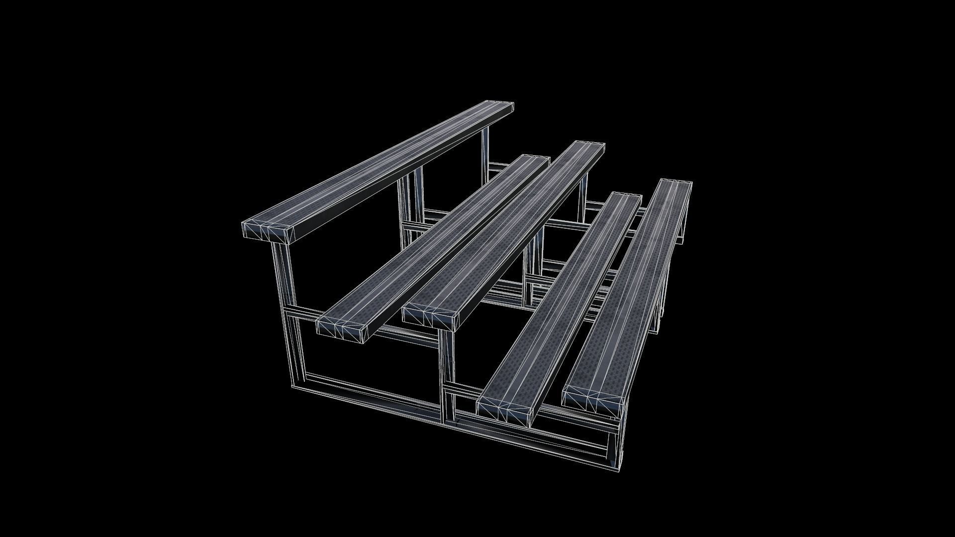 Bleacher Portable PBR Game Ready Low-poly 3D model_4