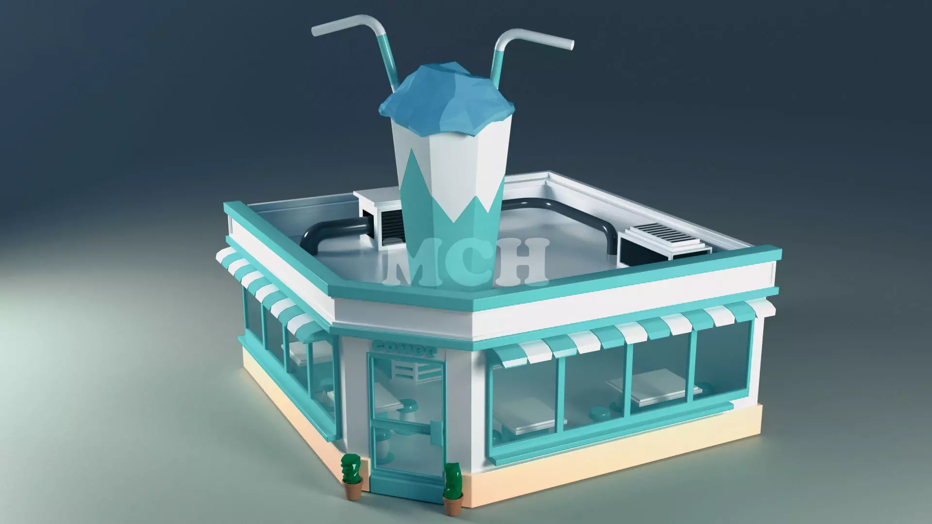 Coffee Shop Low-poly 3D model_0