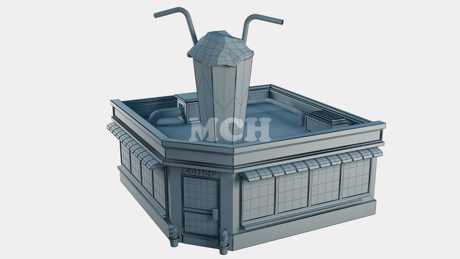 Coffee Shop Low-poly 3D model_7