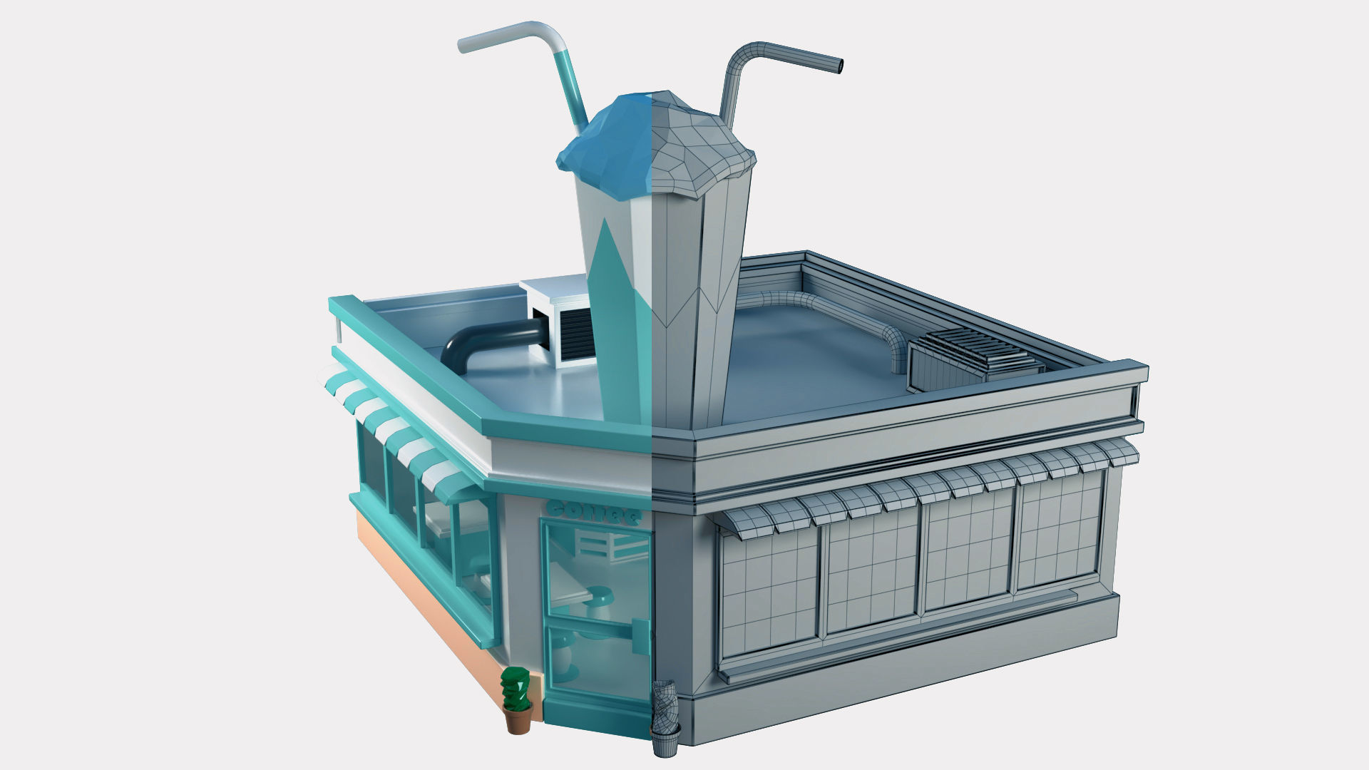 Coffee Shop Low-poly 3D model_5