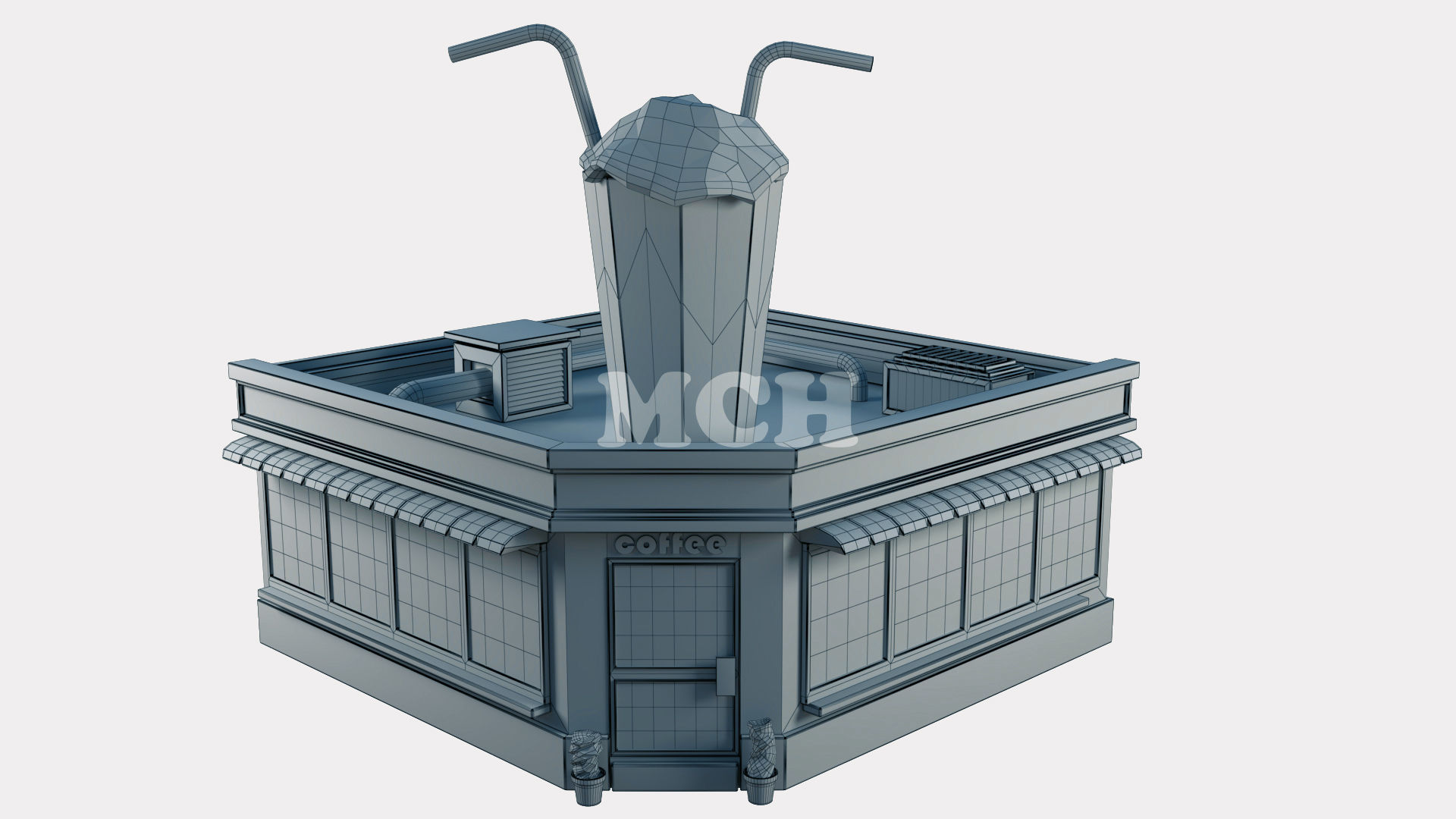Coffee Shop Low-poly 3D model_6