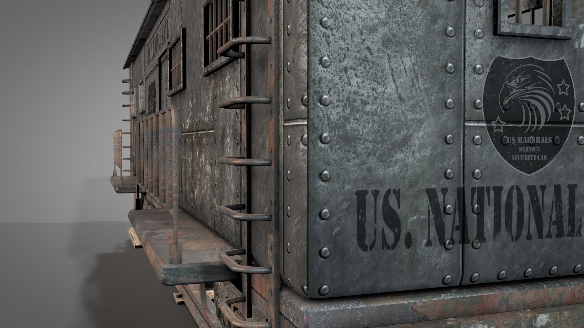 Wild West Armored Safe Car 3D model_7