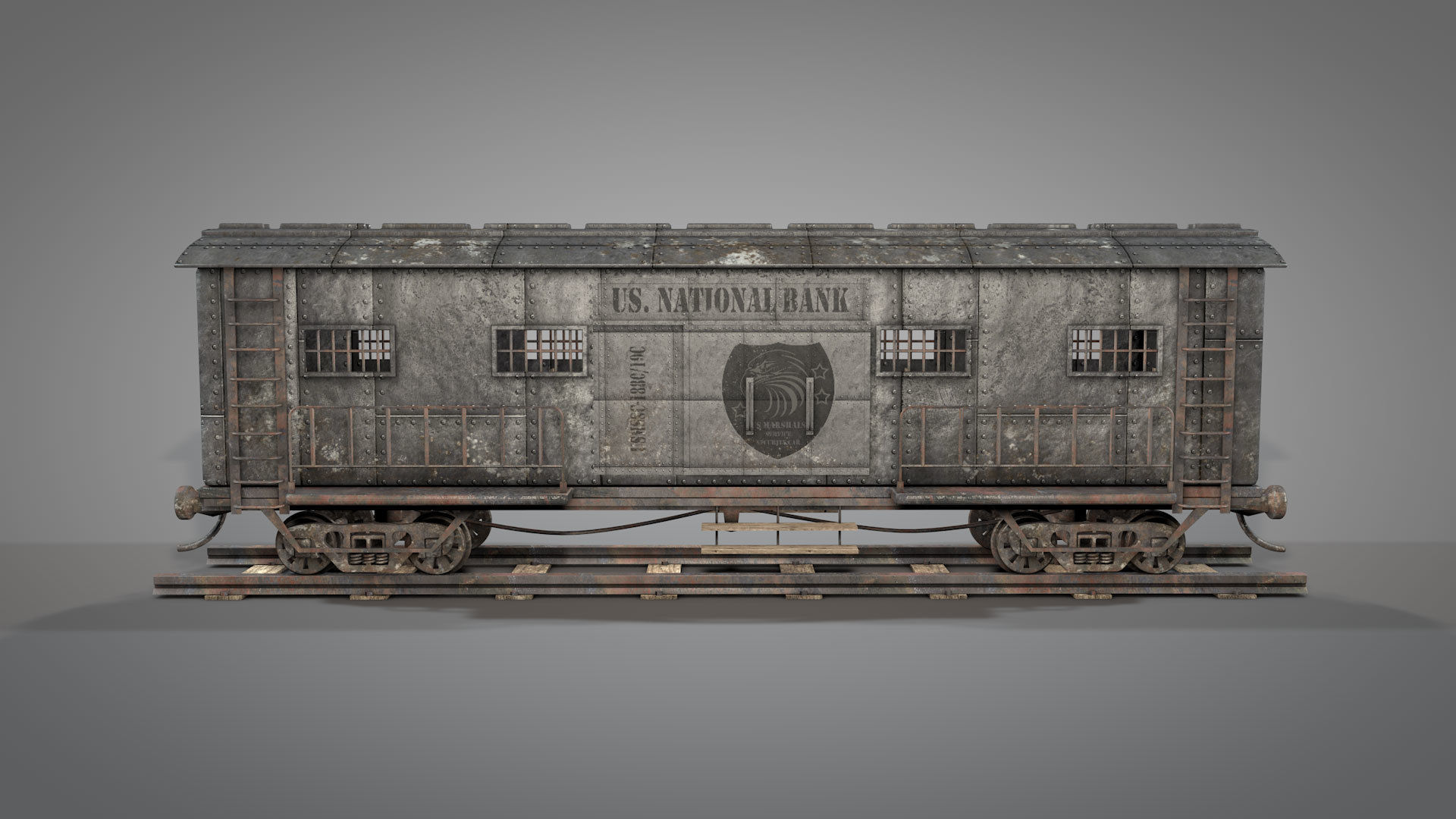 Wild West Armored Safe Car 3D model_2