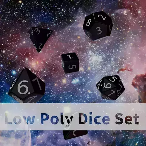 Black Plastic Dice Set Low-poly 3D model