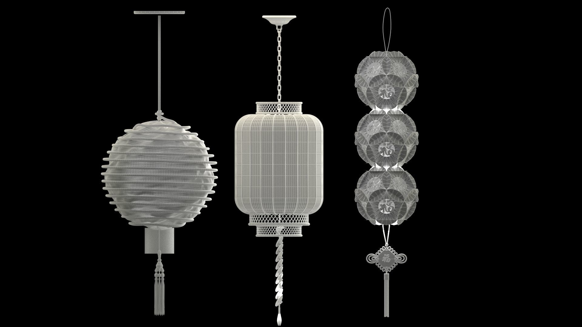 Chinese Red Lantern 3D model_5