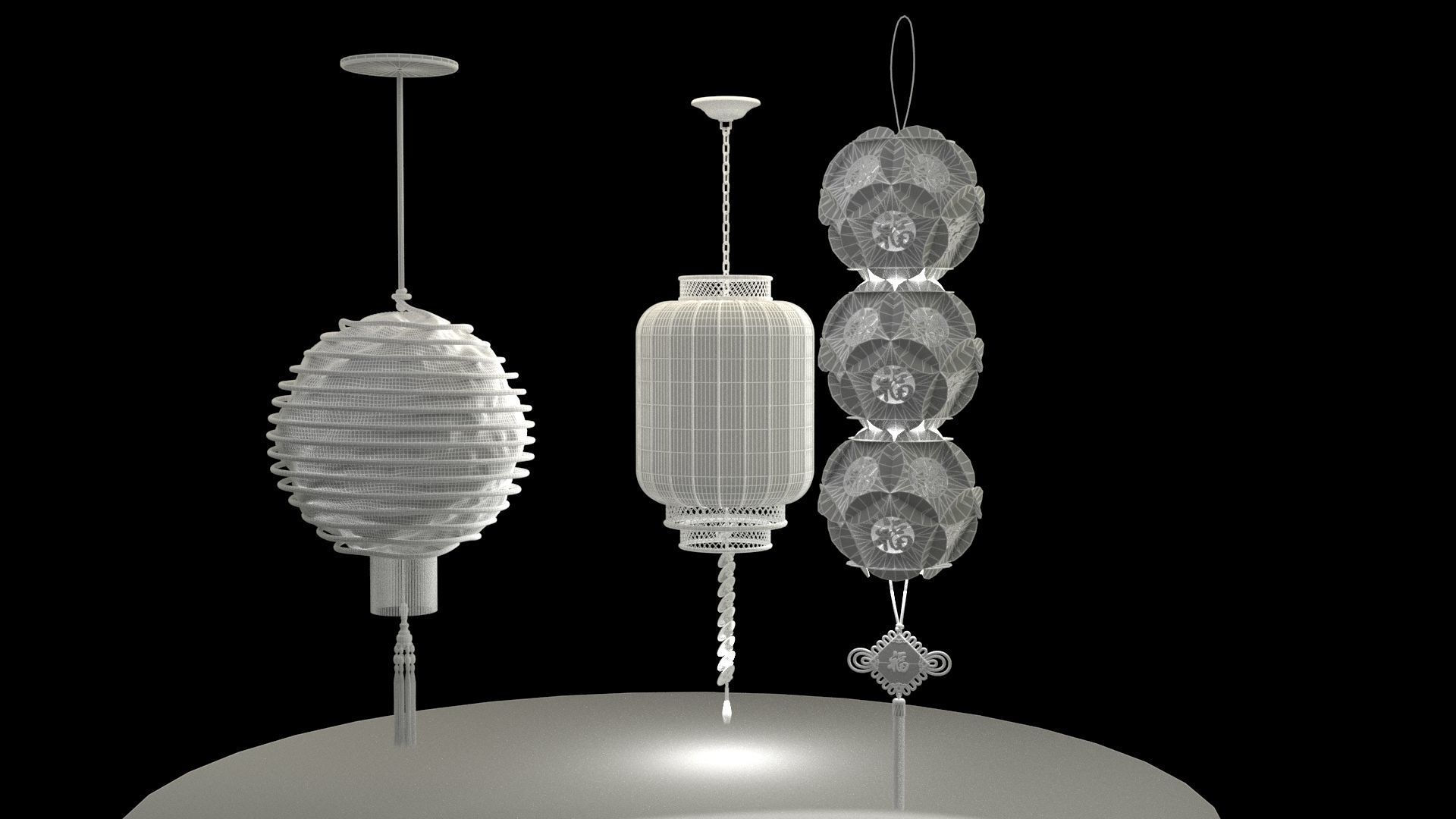 Chinese Red Lantern 3D model_6