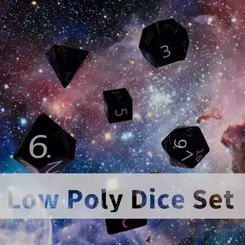 Black Metal Dice Set Low-poly 3D model