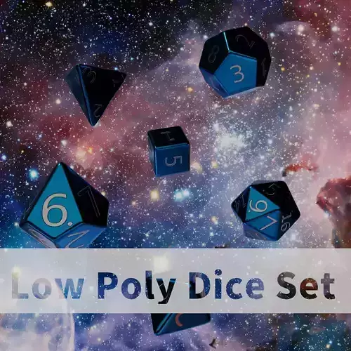 Blue Metal Dice Set Low-poly 3D model