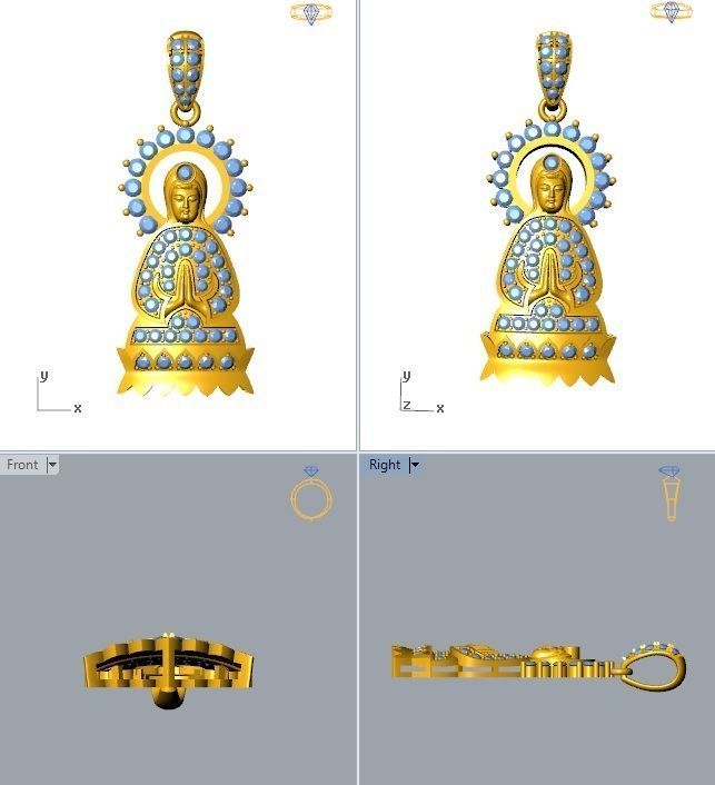 Pendant diamond Buddha 3D print model_1