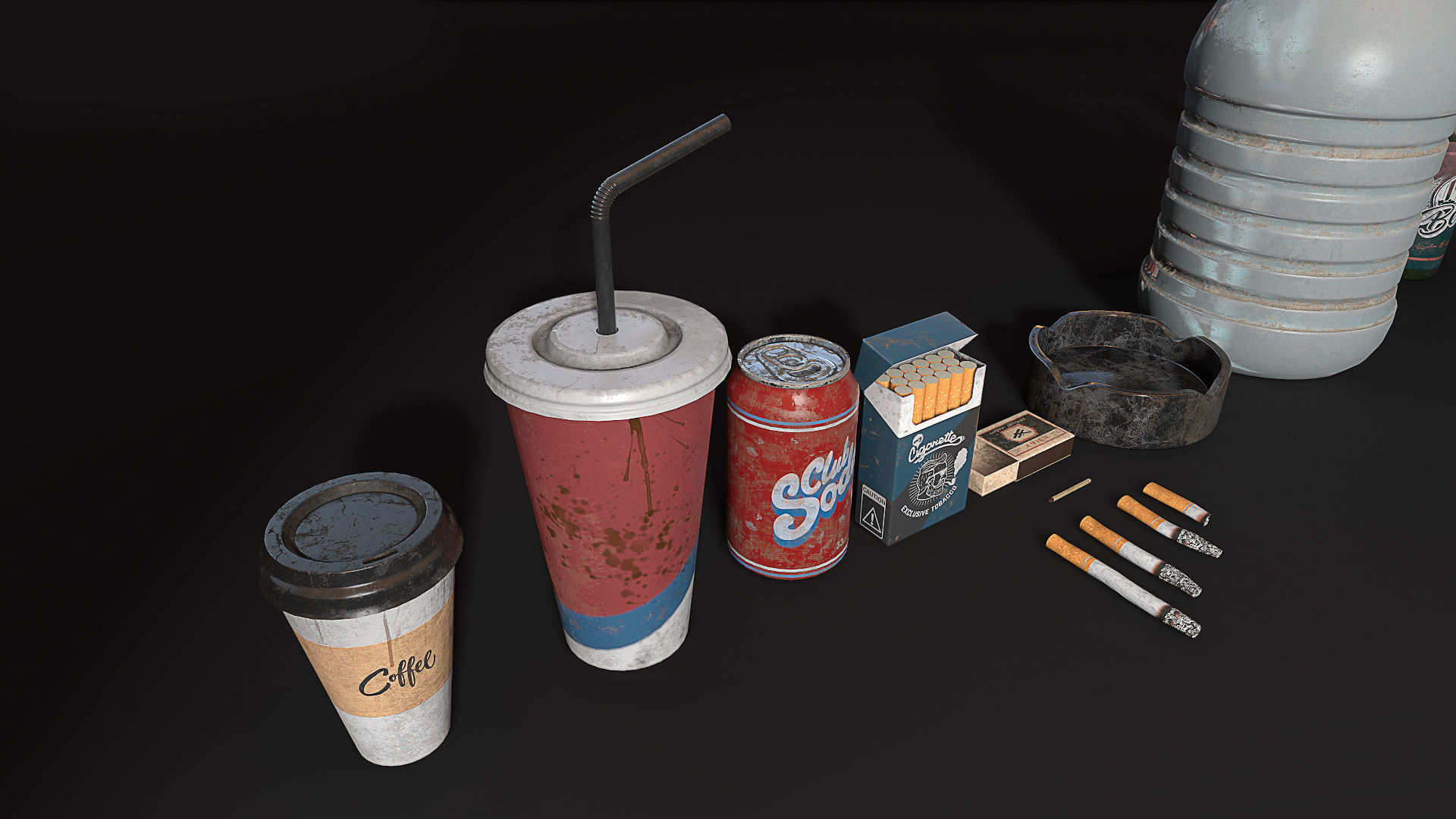 Trash Set PBR Game Ready box Low-poly 3D model_7
