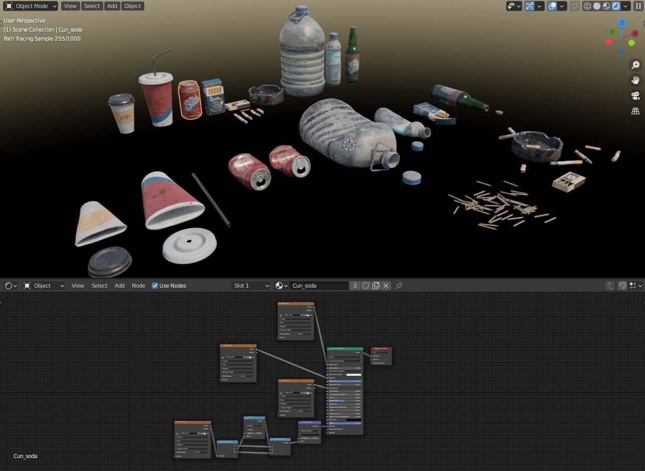 Trash Set PBR Game Ready box Low-poly 3D model_13