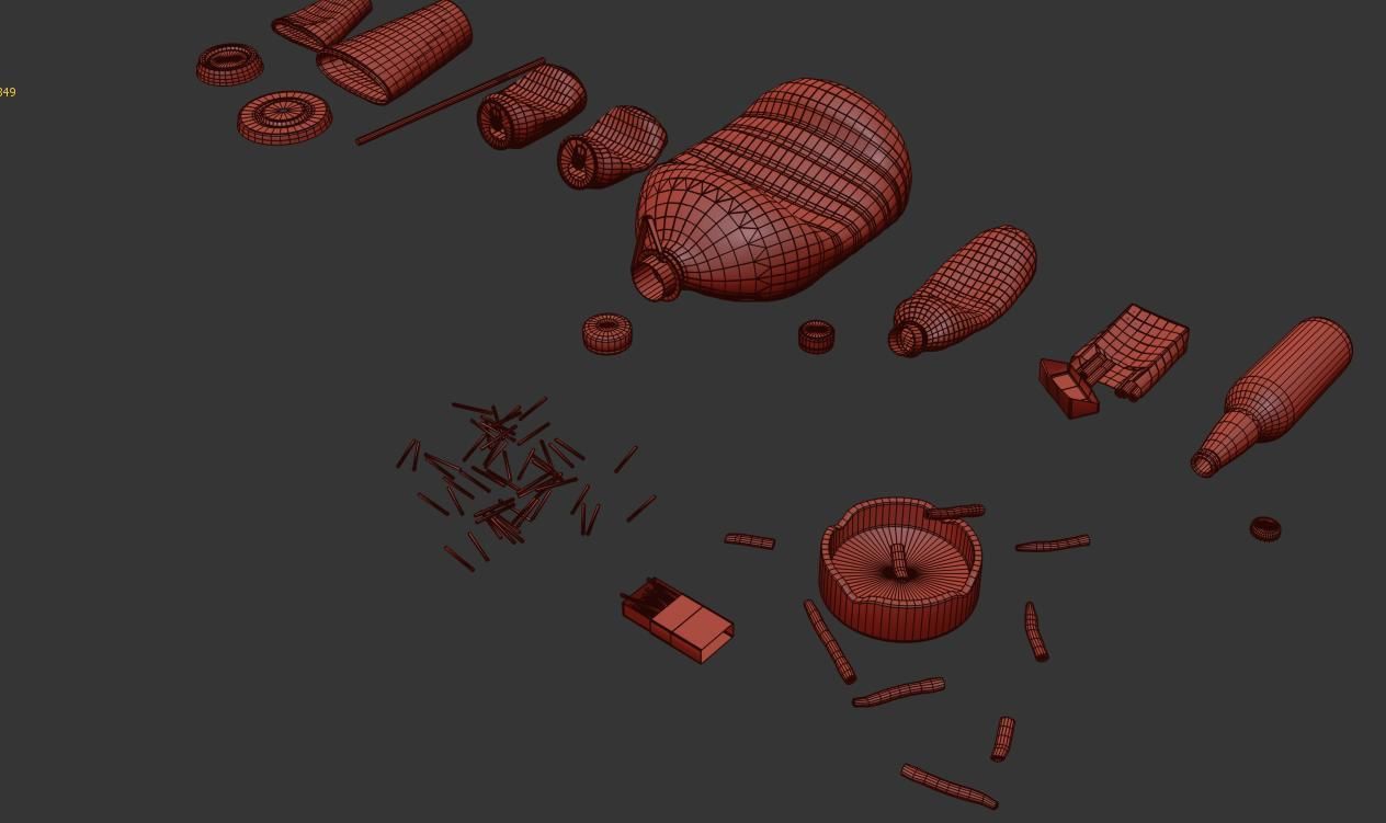 Trash Set PBR Game Ready box Low-poly 3D model_18