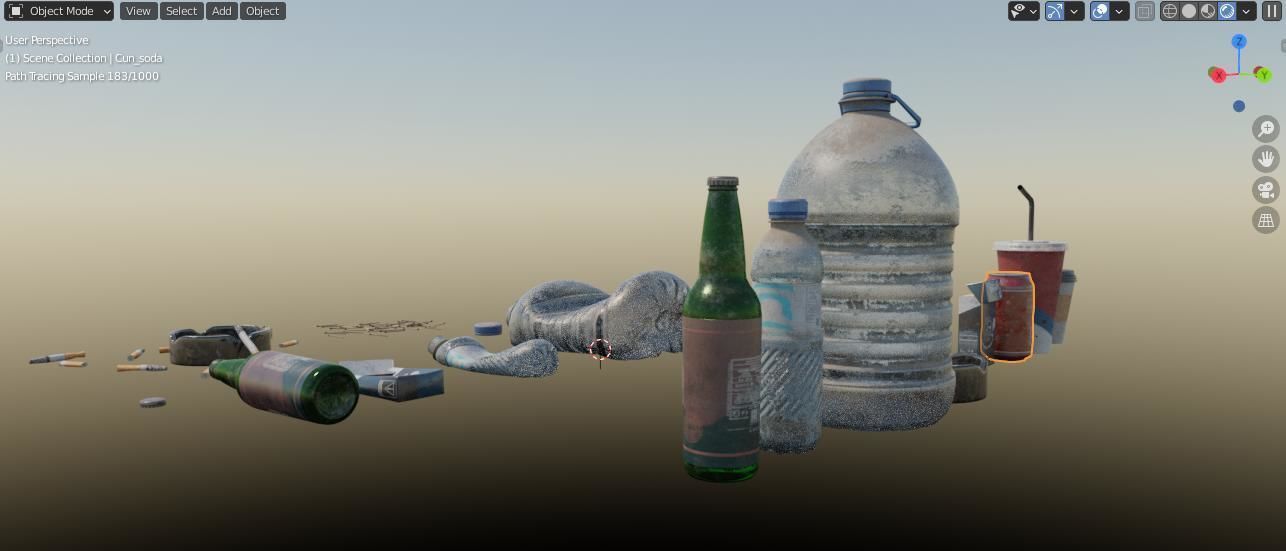 Trash Set PBR Game Ready box Low-poly 3D model_11