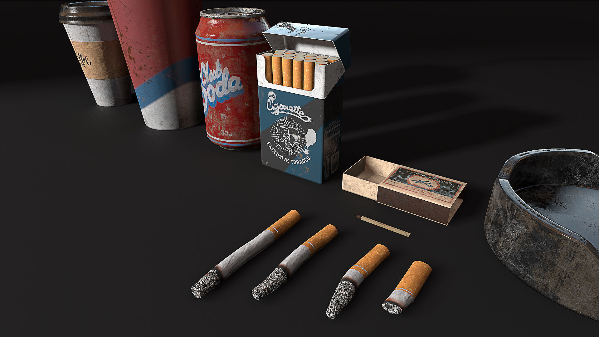 Trash Set PBR Game Ready box Low-poly 3D model_8