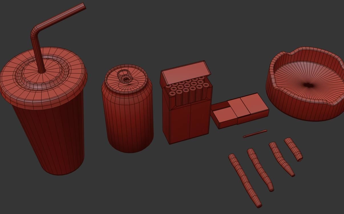 Trash Set PBR Game Ready box Low-poly 3D model_16