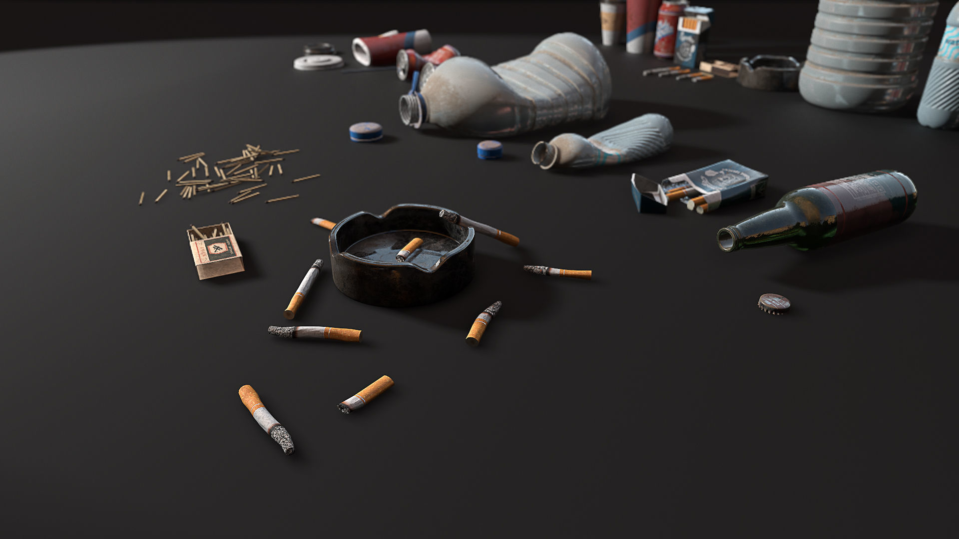 Trash Set PBR Game Ready box Low-poly 3D model_4